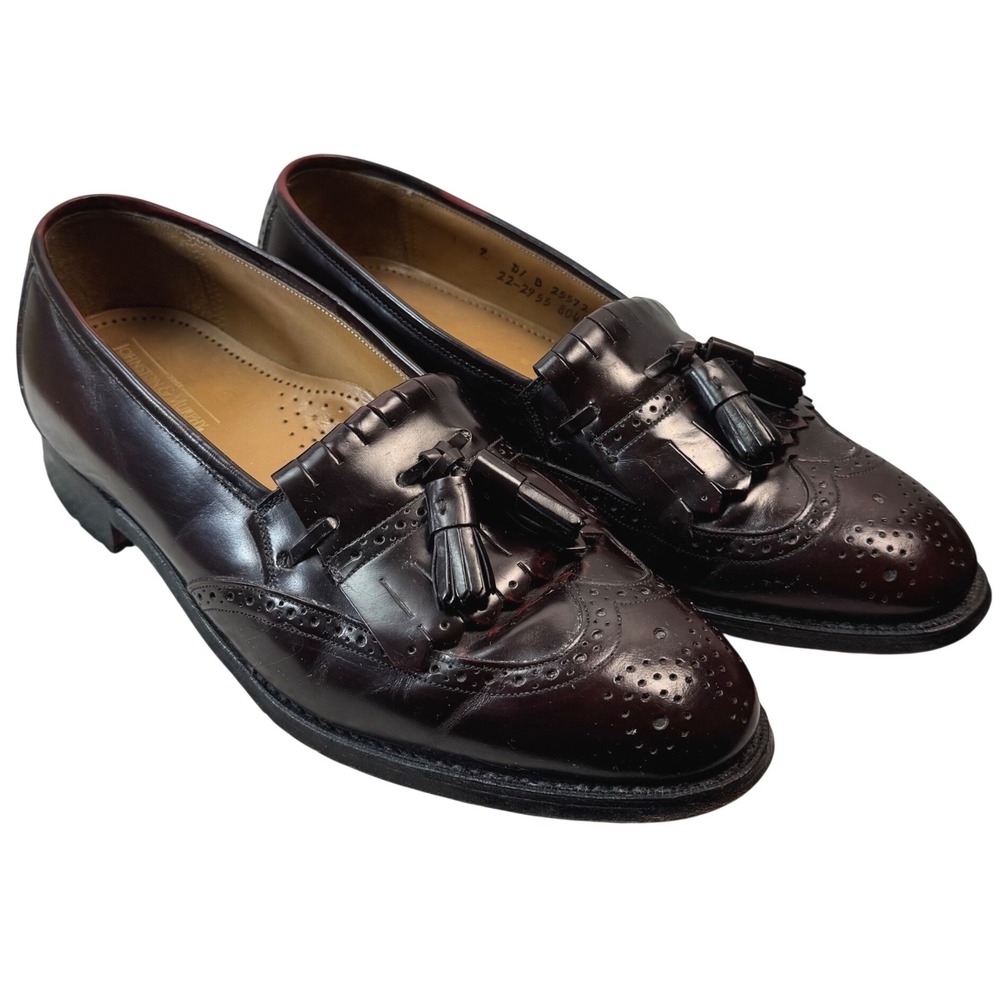 Johnston &‎ Murphy Loafers Shoes Mens 9B Burgundy Leather Tassel Kiltie Wingtip